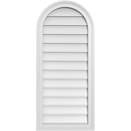 Ekena Millwork Round Top Surface Mount PVC Gable Vent w/ 2"W x 1-1/2"P Brickmould Frame, 18"W x 40"H GVPRT18X4002SN